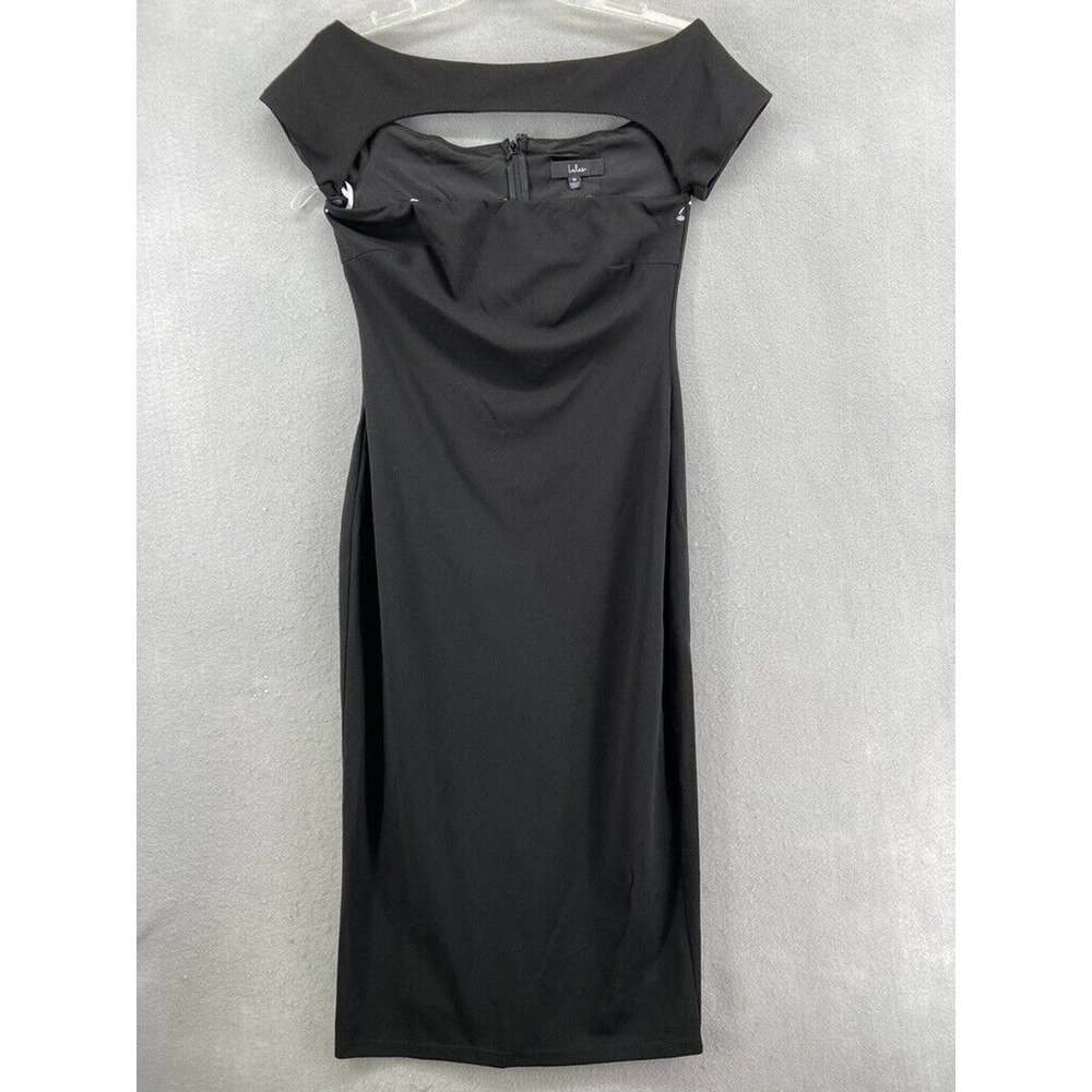 LULU'S Dress Womens Medium Black Knee Length‎ Lined A Line Cut Out Zip Back